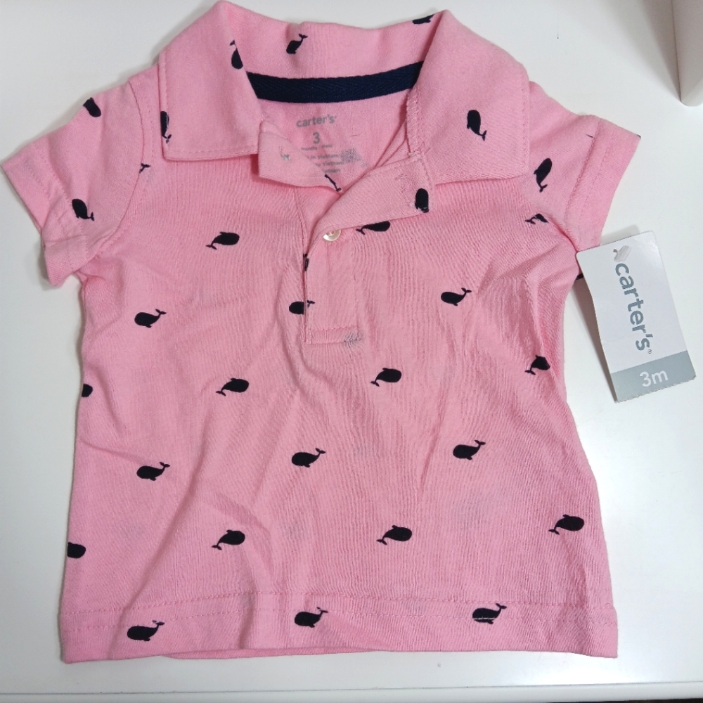 Carter's Baby Boy Summer Polo Whale Shirt 3 Months NEW